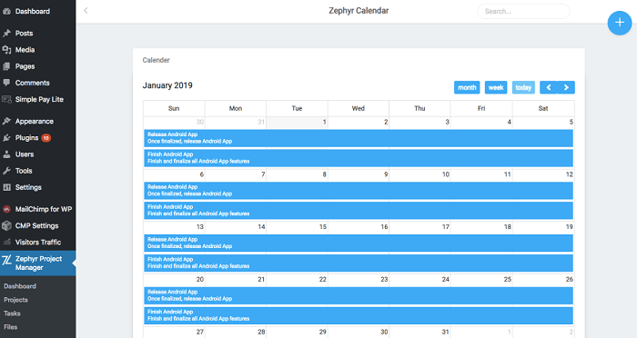 zephyr WordPress Project Management Plugins 