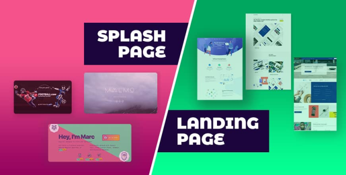 splash page vs landing page