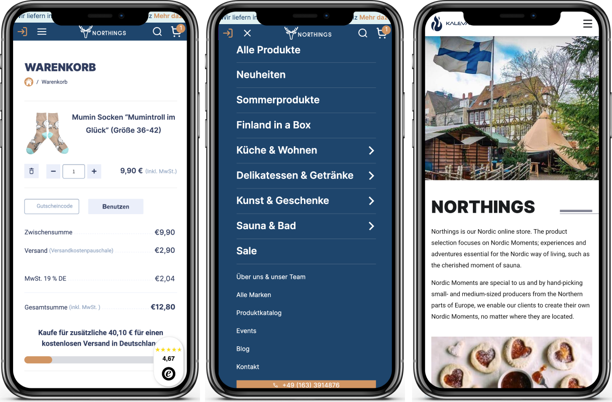Northings website development iPhone view