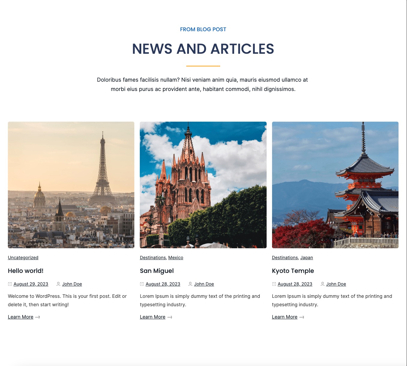 Journy News WordPress Pattern