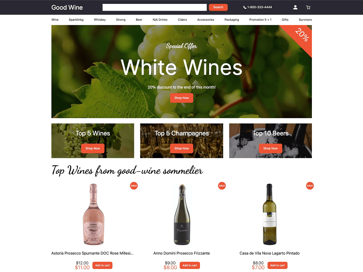 Good Wine WordPress eCommerce theme